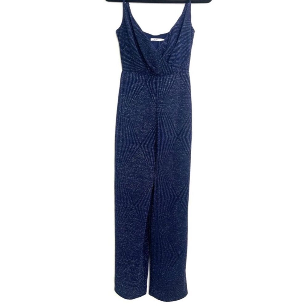 Francesca's collection Mi Ami Size Small Navy Sparkle Evening Jumpsuit